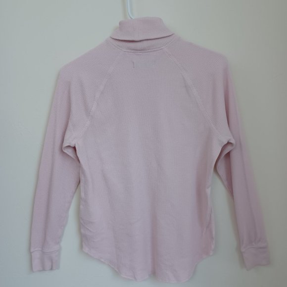 Everlane Waffle Knit Pullover Soft Pink High Neck Long Sleeve Top Womens size Sm - Picture 3 of 10